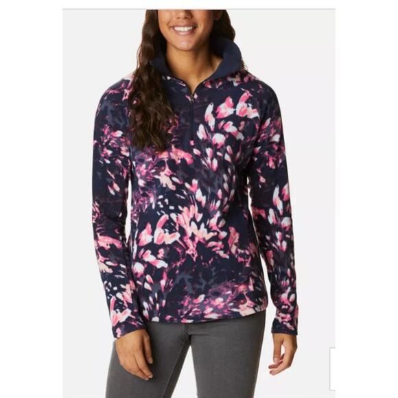 Columbia Glacial IV Print Half Zip Dark Nocturnal Florescence Pullover Fleece M - Picture 1 of 10